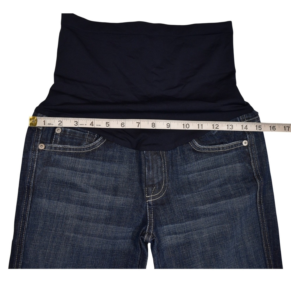 7 For All Mankind Dark Wash Wide Leg Maternity Jeans with Black Panel - Picture 6 of 8